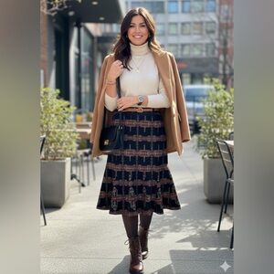 Rare Vintage Pendleton Black and Brown Midi Skirt size 6